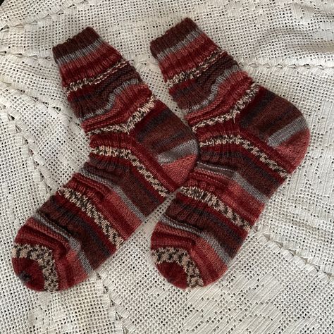 Handmade Knitted Socks, Superwash Sock Yarn, Bed Socks, Knit Winter Socks by SedaCraftsAtelier on Etsy Warm Winter Socks, Berry Tones, Man Socks, Thick Wool Socks, Crochet Long Sleeve Tops, Woolen Socks, Handmade Socks, Bed Socks, Fluffy Socks