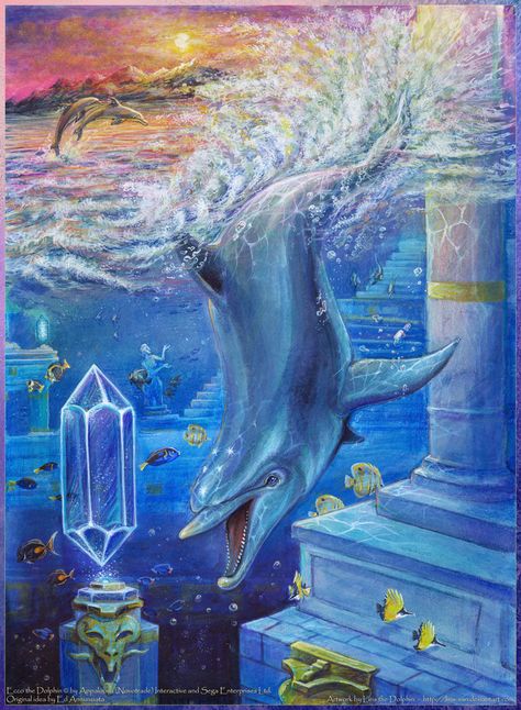 Ecco the Dolphin - The Fall of Atlantis by Liris-san Ecco The Dolphin, Atlantis Art, Sirian Starseed, Sonic The Hedgehog 3, Dolphin Images, Trippy Artwork, Dolphin Art, Spiritual Animal, Surreal Artwork