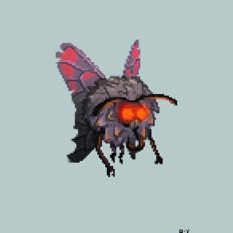 Mothman Pixel Art, Pixel Monster, Flying Monsters, Red Illustration, Bloodborne Art, 8 Bit Art, Pixel Characters, Pixel Animation, Pixel Art Tutorial