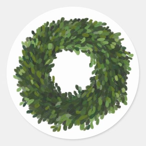 $7.25 | Hand Painted Boxwood Wreath Holiday Sticker #holidays, christmas, watercolor, hand painted, boxwood, wreath, modern, festive, green, holidayz Boxwood Wreath Christmas, Wreath Painting, Artsy Crafts, Boxwood Wreath, Holiday Stickers, Wreath Christmas, Classic Holiday, Christmas Wrapping Paper, Christmas Stickers