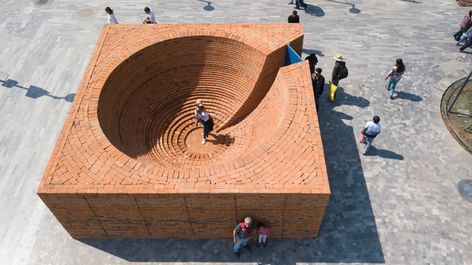 Made in Mexico: 9 Brazen Brick Buildings Celebrating the Local MaterialPavilion ( ) Mansion Villa, Villa Exterior, House Mansion, Luxury Exterior, Pavilion Architecture, Brick In The Wall, Brick Architecture, Modern Architecture House, Diagram Architecture