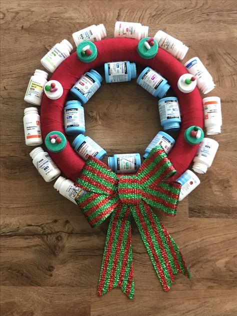 Pharmacy Wreath Pharmacy Crafts, Pharmacy Wreath, Pharmacy Christmas Door Decorations, Pharmacy Christmas Gifts, Pharmacy Christmas Decor, Pharmacy Themed Christmas Tree, Pharmacy Holiday Decorations, Pharmacy Christmas Decorations, Pharmacy Christmas