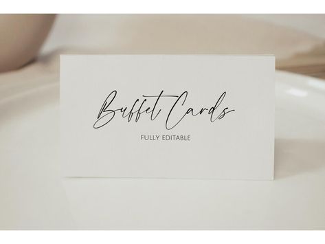 Modern Minimalist Buffet Card. Editable Food Tent Label Template. Printable Tent Menu Card. Wedding Script Menu Card. Party Food Sign. GRD - Etsy Canada Card Party Food, Party Food Signs, Wedding Script, Food Signs, Bridal Shower Printables, Card Party, Food Tent, Menu Card, Card Wedding