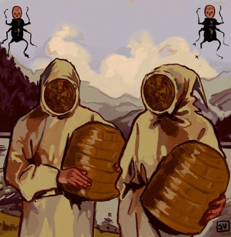 (24) medieval beekeeping | Tumblr Medieval Beekeeper, Medieval Art Paintings, Beekeeper Art, Different Eyes, Medieval Drawings, Plague Doctors, Brain Art, Bee Keeper, Man Illustration