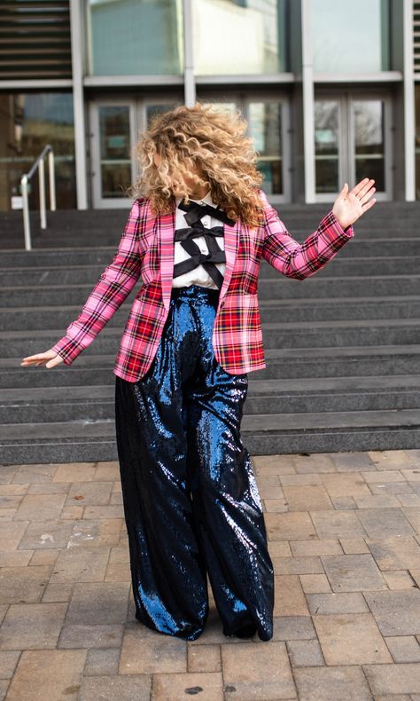 Sequin Pink Pants Outfit, Pink Plaid Blazer Outfit, Pink Sequin Blazer Outfit, Pink Sequin Pants Outfit, Sequin Blazer Outfit, Sequin Pants Outfit, Pink Plaid Blazer, Sequins Pants Outfit, Pink Blazer Outfit