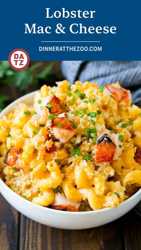 This lobster mac and cheese is ultra creamy macaroni with two types of cheese and plenty of chunks of lobster meat, all baked together to golden brown perfection. Lobster Mac And Cheese Recipe, Baked Lobster, Lobster Mac N Cheese Recipe, Seafood Mac And Cheese, Best Mac N Cheese Recipe, Frozen Lobster, Cheese Dinner, Ruth Chris, Lobster Mac