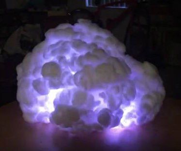 How to Make a Lightning Cloud: I really wanted to make a little cloud that would light up as though it was filled with lightning. After googling a bit, I stumbled upon "The Cloud" by Richard Clarkson. It's a beautifully executed concept and I wanted to see if I could make one t... Cloud Lamp Diy, Diy Cloud Light, Cloud Costume, Ball Lightning, How To Make Clouds, Lightning Cloud, Cloud Lamp, Diy Clouds, Cloud Lights