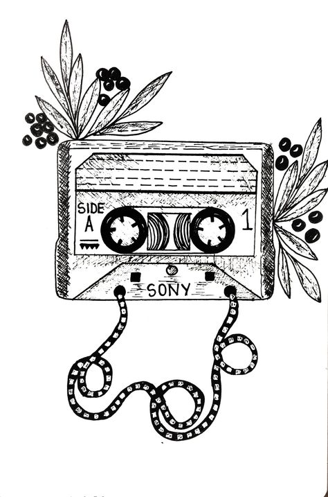 Casette pen drawing Casette Drawings, Cassette Tapes Aesthetic Drawing, Music Cassette Tattoo, Tape Drawing Cassette, Cartoon Cassette Tapes, Pen Drawing, Pen, Thing 1, Drawings