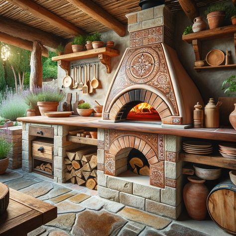 80 Outdoor Kitchen Ideas and Designs Pizza Oven Fireplace Combo, Outdoor Pizza Oven Area, Outdoor Brick Pizza Oven, Fireplace Oven, Outdoor Cooking Fireplace, Brick Pizza Oven Outdoor, Firewood Stove, Brick Oven Outdoor, Pizza Oven Outdoor Kitchen