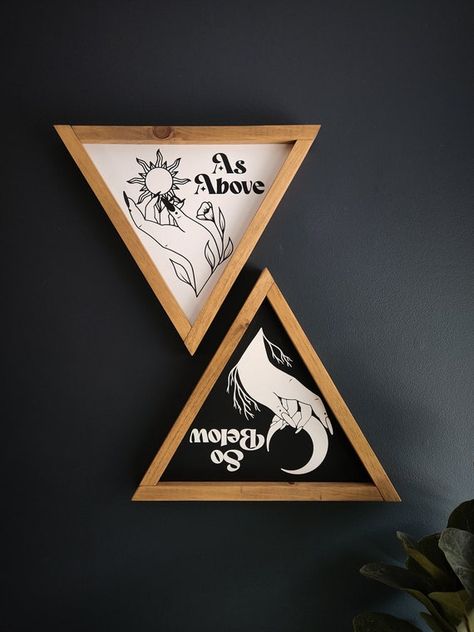 Witchy Shop Ideas, Witchy Wall Art Diy, Diy Bedroom Wall Decor Above Bed, Witchy Boho Wall Art, Pagan Wall Art, As Above So Below, Pagan Door Signs, Boho Witch Wall Art, Spitual Wall Art