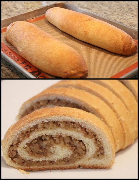 Pittsburgh Style Nut Roll, Walnut Roll Recipe, Kolachi Nut Roll Recipe, Potica Recipes, Easy Nut Roll Recipe, Hungarian Nut Roll Recipe, Old Fashioned Nut Roll Recipe, Walnut Roll, Nut Roll Recipe