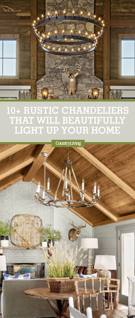 12 Rustic Chandelier Ideas - Best Country Farmhouse Chandeliers Farmhouse Chandelier Bedroom, Cabin Chandelier, Lodge Chandelier, Modern Rustic Chandelier, Rustic Chandeliers, Chandelier Ideas, Chandelier Farmhouse, Farmhouse Chandeliers, Farmhouse Chandelier