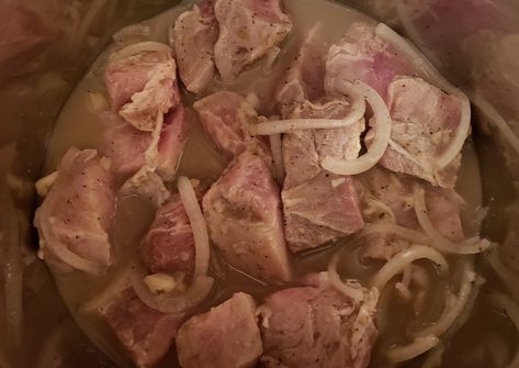 Instant Pot and Air Fried Cuban Pork Chunks (Masitas de Puerco) | Lana Under Pressure Recipes With Pork Chunks, Pork Chunks, Mojo Pork, Cuban Pork, Cuban Dishes, Instant Pot Pork, Crispy Pork, Chops Recipe, Cuban Recipes