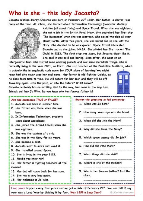 Reading Comprehension - English ESL Worksheets for distance learning and physical classrooms English Excercise, Esl Reading Comprehension, Reading Comprehension Texts, Reading Fluency Passages, Esl Reading, Fluency Passages, Comprehension Exercises, English File, Reading Comprehension Strategies