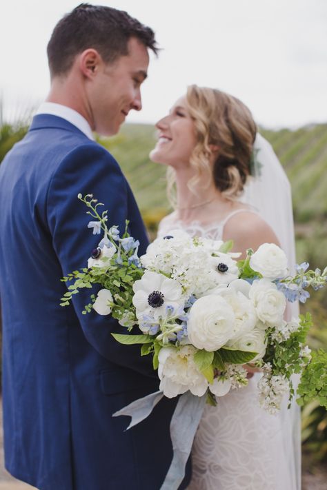 Blue And White Wedding Reception, Airstream Bar, Blue And Ivory Wedding, Periwinkle Wedding, Vineyard Wedding Dress, 2023 Bride, Blush Wedding Theme, White Wedding Reception, Chic Wedding Gown