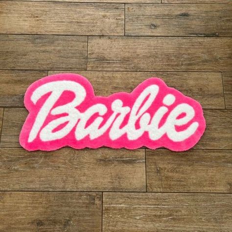 Barbie Rug, Turf Rug, Daughters Birthday, Barbie Logo, Hand Tufted Rug, Presents For Girls, Girl Decor, Daughter Birthday, Hand Tufted Rugs