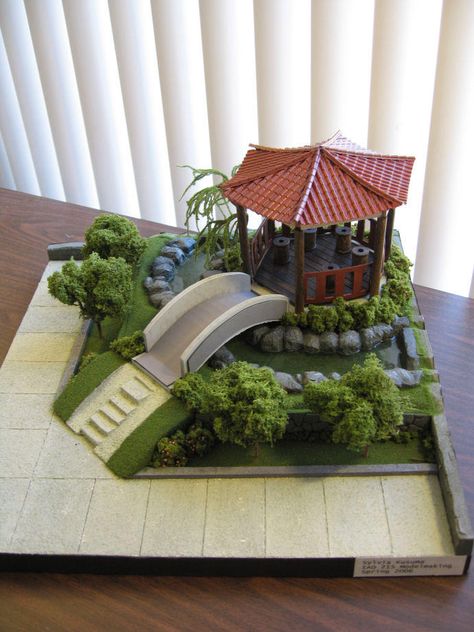 House Garden Landscape, Chinese House, Fairy House Crafts, Garden Pond Design, Garden Plant Stand, Japan Garden, Landscape Model, Architecture Model Making, Pond Design