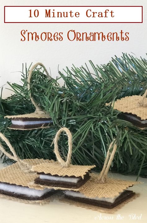 Best Ornaments For Ornament Exchange, Smores Christmas Tree, Scout Christmas Crafts, Girl Scout Ornaments, Recycled Christmas Ornaments, Recycled Ornaments, Environmental Club, Cub Scout Crafts, Camping Ornaments