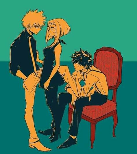 Bit of a love triangle going- I really like this art Love Triangle Pose Reference Drawing, Love Triangle Anime, Love Triangle Drawing, Love Triangle Art, Love Triangle Pose Reference, Anime Love Triangle, Love Triangle Aesthetic, Trio Poses, Film Romance