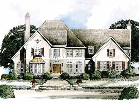 Chateau House Plan with 4226 Square Feet and 4 Bedrooms from Dream Home Source | House Plan Code DHSW42525 Chateau House Plans, Chateau House, Exclusive House Plan, Luxury Floor Plans, French Estate, European House Plan, European House, Keeping Room, Luxury House Plans