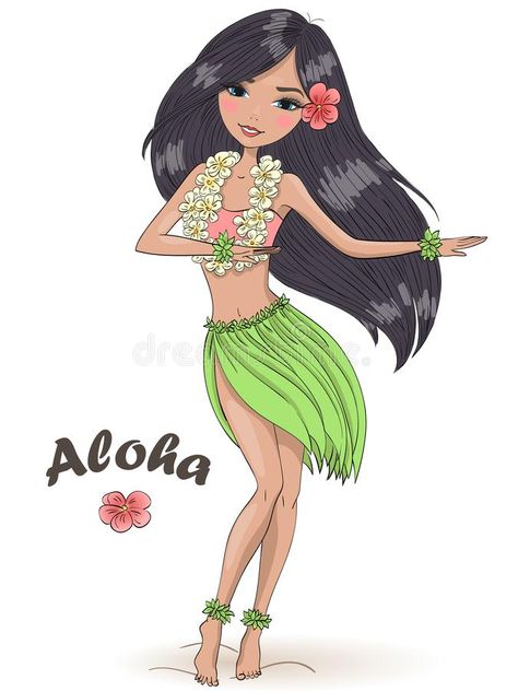 Hand Drawn Beautiful Cute Hula Girl With Hibiscus Necklace On The Background With Inscription Aloha. Hawaii Concept. Stock Vector - Illustration of isolated, lady: 125917102 Hibiscus Necklace, Hawaii Girl, Dancer Drawing, Hawaiian Girl, Dance Vector, Pin Up Girl Tattoo, Hawaiian Dancers, Pin Up Drawings, Girl Drawing Easy