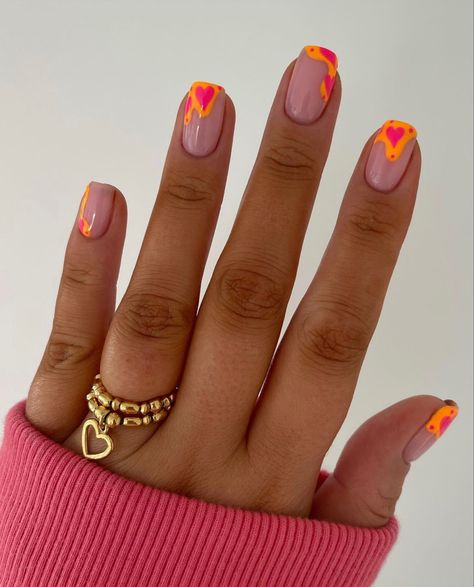 Summer Orange Nails, Zebra Print Nails, Orange Nail Designs, Orange Nail, Summer Orange, Bright Summer Nails, Perfect Manicure, Simple Gel Nails, Summery Nails