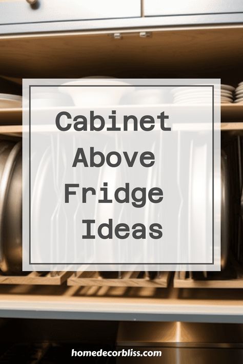 Explore creative and practical ideas for utilizing the cabinet space above your fridge. Maximize storage potential with innovative solutions to keep your kitchen organized and stylish. From pull-out shelves to decorative accents, discover ways to make the most of this often overlooked area in your home. Elevate both functionality and design in your kitchen with these cabinet above fridge ideas. Cupboard Over Fridge, Above Fridge Cabinet Organization, Fridge No Cabinet Above, Open Shelves Above Refrigerator, Above The Refrigerator Cabinet Ideas, Cupboards Around Refrigerator, Over Fridge Cabinet Organization, Above Refrigerator Cabinet Organization, Cabinet Over The Fridge