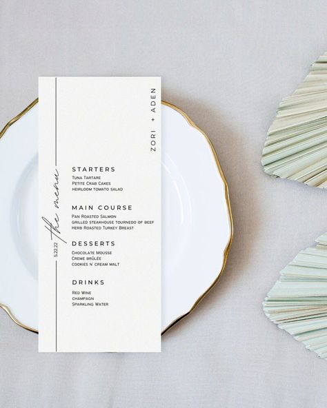 ALIVIA Minimalist Wedding Menu Template, Instant Download, Simple Menu Template, Modern Wedding Menu, Wedding, Wedding Decor M1 Wedding Menu Black And White, Modern Wedding Menu Design, Wedding Menu Ideas Design, Menu With Place Card, Menu For Wedding, Wedding Menu Design, Wedding Menus Design, Menu Table, Signage Wedding