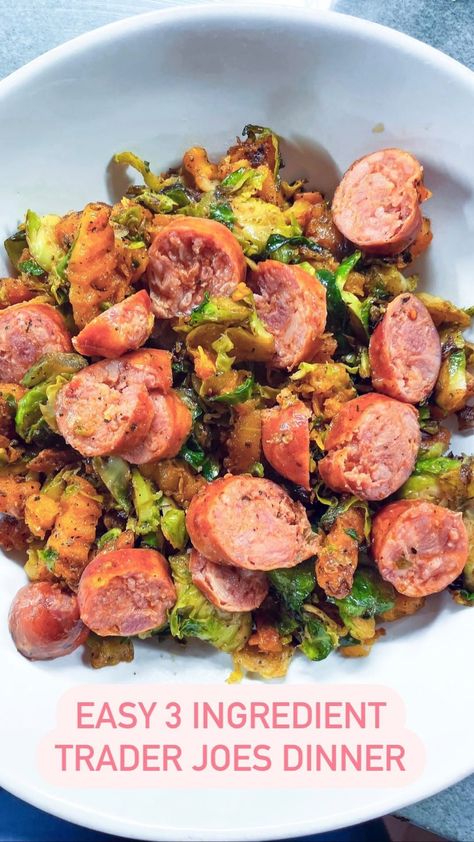 Trader Joe’s Butternut Squash Zig Zags, Trader Joes Sausage Dinners, Trader Joes Holiday Hash Recipes, Sausage Dinner, Hash Recipe, High Carb, Trader Joes Recipes, How To Make Sausage, Organic Chicken