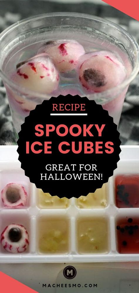 Bring your Halloween party drinks to the next level with these creepy ice cubes! I share 3 recipe ideas that are easy to make and serve to your party guests, whether they are having alcoholic cocktails or nonalcoholic drinks. Eye balls, slime cubes and rat droppings are the featured flavors, and I share my tips and tricks to create each one. Serve these in beverages with the dinner meal and you'll have an eerie good time! #icecubes #halloweenparty #cocktailice #halloweendrinks #halloweenfood Spider Ice Cubes, Spooky Ice Cubes, Eyeball Ice Cubes, Ice Cube Ideas For Drinks, Halloween Ice Cubes, Spooky Drinks Nonalcoholic, Ice Cube Cocktail, Halloween Drinks Nonalcoholic, Halloween Beverages