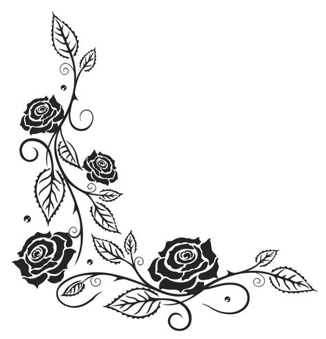 Rose vine tattoo Drawing Vines, Rose Vine Tattoos, Simbolos Tattoo, Images Noêl Vintages, Vector Tattoo, Vine Drawing, Leaf Vector, Rose Tattoos For Women, Rose Vine