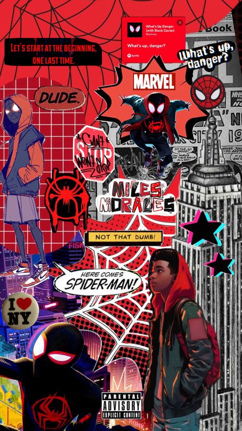 Miles morales- wassup danger ‼️ Kaws Wallpaper, Jelly Wallpaper, Miles Morales Spiderman, Spiderman Pictures, Meaningful Art, Ultimate Spiderman, Miles Morales, Summer Wallpaper, Spider Verse