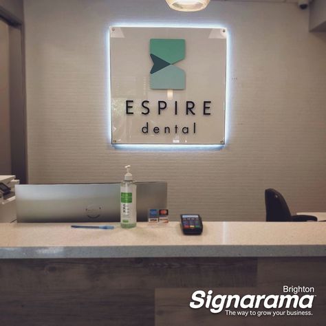 Interior Illuminated sign for Espire Dental . . . #askthesignlady #signaramabrighton #customsigns Dental Office Signs Outside, Corporate Offices, Office Signage, Social Media Signs, Medical Dental, Office Signs, Dental Office, Corporate Office, Work Ideas