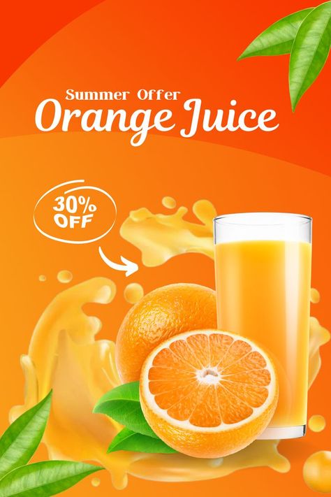 Summer offer Orange Juice 30% off. Juice Design, Orange Juice Smoothie, Green Juice Smoothie, Tangerine Juice, Refreshing Breakfast, Sweet Smoothies, Juice Smoothies Recipes, Just Juice, Ginger Smoothie