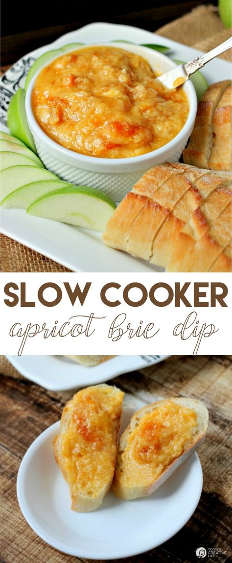 Slow Cooker Apricot Brie Dip Apricot Brie, Brie Dip, Small Slow Cooker, Beautiful Recipes, Party Dip Recipes, Party Dip, Healthy Dips, Dinner Appetizers, Love Me Forever