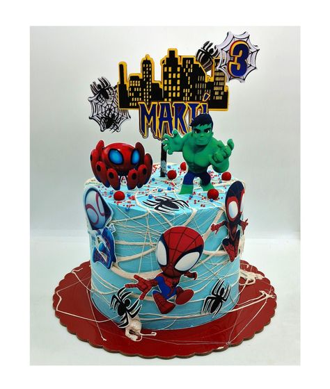 Spidey y sus amigos cake Spiderman And Amazing Friends Cake, Spidey And Hulk Cake, Spider And Friends Birthday Cake, Spidey And His Amazing Friends Party Food Ideas, Spider-man And His Amazing Friends Cake, Spider And His Amazing Friends Birthday Cake, Spider Man And Friends Cake, Spidey And His Friends Cake, Spidey Team Cake