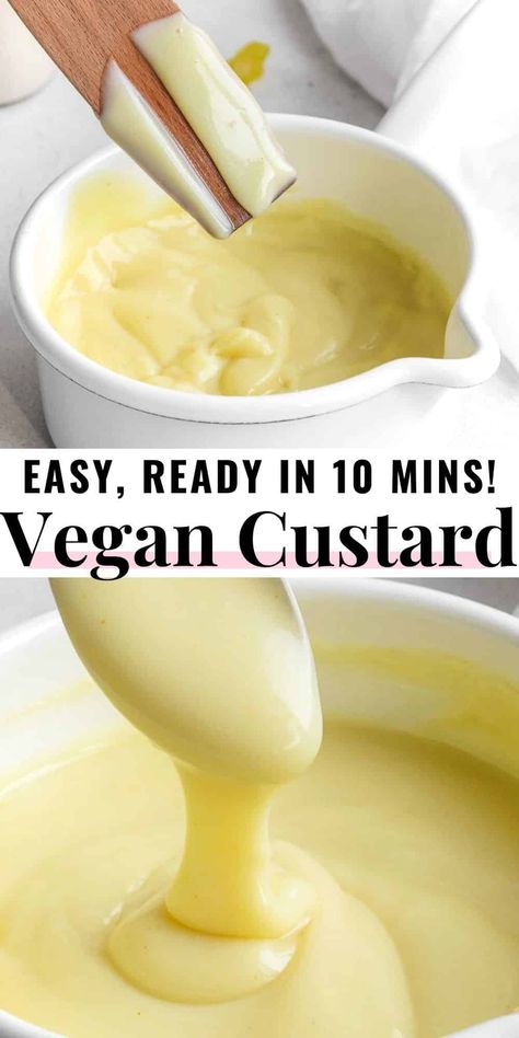 Custard Pastry, Vegan Custard, Plant Based School, Vegan Pudding, Vegan Baking Recipes, Custard Recipes, Diet Ideas, Pastry Cream, Vegan Dessert Recipes