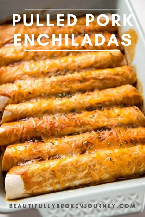 Pulled Pork Enchiladas Easy, Leftover Pork Loin Recipes, Bbq Leftovers, Guatemala Food, Smoked Pork Recipes, Pulled Pork Leftover Recipes, Pulled Pork Enchiladas, Leftover Pulled Pork, Pork Pulled