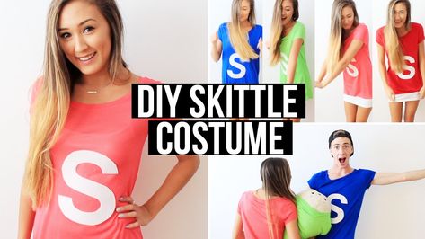 DIY Skittles shirts Skittles Shirts, Skittle Costume, Skittles Costume, Cochella Outfits Glitter, Cochella Outfits Boho, What To Be For Halloween, Diy Clothes Easy, Diy Clothes Hangers, Inspired Costumes