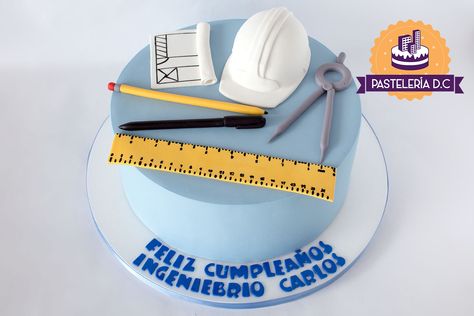 Torta con temática de ingeniero civil / Civil Engineering simple cake. Civil Engineering Theme Cake, Cake For Civil Engineer Birthday, Cake For Engineer Birthday, Civil Engineering Cake Ideas, Civil Engineer Cake Design, Engineer Cake, Architecture Cake, Mini Torte, Low Calorie Dessert