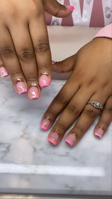 @sweettinails Nurse Study, Overlay Nails, Girly Acrylic, Girly Acrylic Nails, French Tip Acrylic Nails, Dope Nail Designs, Short Square Acrylic Nails, Short Acrylic, Nail Sets