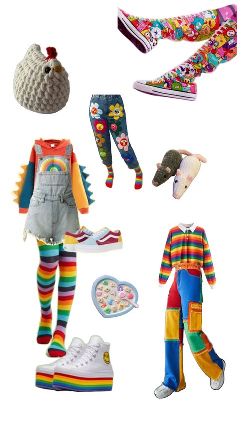 Casual Clowncore, Clowncore Aesthetic Outfits, Clowncore Clothes, Clowncore Fashion, Clowncore Outfit, Weirdcore Outfits, Kidcore Fashion, Clowncore Aesthetic, Silly Clothes