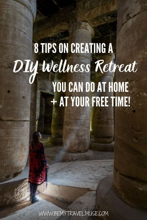 If you can't participate in a wellness retreat in person, here's how you can create a DIY wellness retreat for yourself, that you can 100% personalise and enjoy during your free time at home! Click to get the 8 best tips to get started, and welcome the new year with peace and joy. #Wellness #Retreat Personal Retreat Ideas, Diy Wellness Retreat, Retreat Activities, Diy Wellness, Meditation Methods, Diy Yoga, Healing Retreats, New Year Diy, Health Retreat