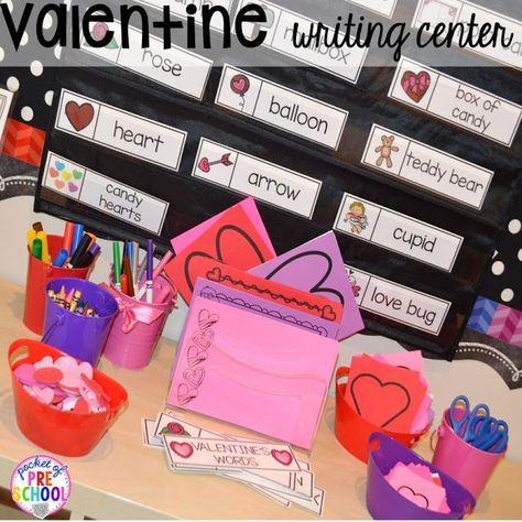 Valentines Preschool, Writing Center Preschool, Valentines Writing, Kindergarten February, Pocket Of Preschool, Kindergarten Valentines, Valentine Words, Preschool Valentines, February Valentines