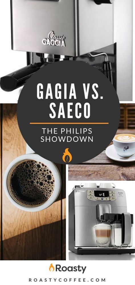 If you’re looking for an espresso machine, Philips has many options for you. Which is which though? How to chose? We're giving you the lowdown on 2 prominent brands under the same company. Click on for Roasty's take on Gaggia vs. Saeco - the Philips showdown. #gaggiacoffee #saecocoffee #coffeeguide #espressomachine #coffeemaker #philipscoffeemaker #espressomaker #brewedcoffee Craving Coffee, Coffee Guide, Cappuccino Machine, Italian Coffee, Espresso Maker, Authentic Italian, Coffee Recipes, Drip Coffee Maker, Coffee Brewing