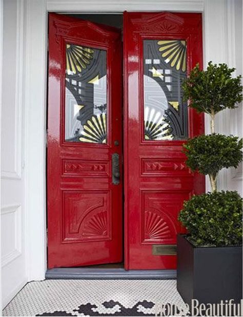 A Touch of Southern Grace : Storybook Red Doors Best Front Doors, Red Front Door, Front Door Paint Colors, Door Paint Colors, Painted Front Doors, Front Door Colors, Front Door Design, Door Ideas, Red Door