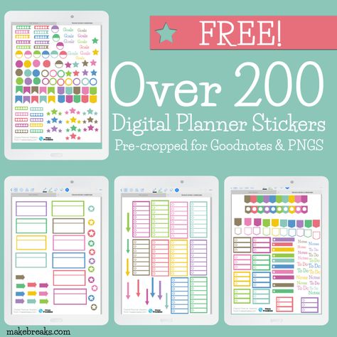 Free General Digital Stickers For Goodnotes & Digital Planners - Make Breaks Free Digital Planner Stickers, Planner Freebies, Digital Stickers For Goodnotes, Free Digital Planner, Digital Planner For Goodnotes, Stickers For Goodnotes, Planner Apps, Planner For Goodnotes, Free Printable Planner Stickers