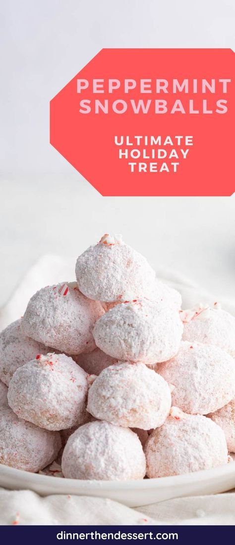 Peppermint Snowballs are the ultimate holiday treat made with just 5 ingredients and then rolled in powdered sugar and peppermint candies. Peppermint Snowballs, Peppermint Treats, Italian Wedding Cookies, Cookie Dough Ingredients, Peppermint Candies, Holiday Sprinkles, Snowball Cookies, Peppermint Sticks, Peppermint Cookies