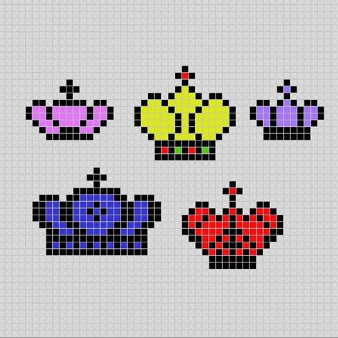 Corona, Crown - Pixel Art Patterns Crown Alpha Pattern, Crown Perler Beads, Crown Pixel Art, Xmas Jokes, Pearl Beads Pattern, Mini Crown, Easy Perler Beads Ideas, Art Patterns, Pixel Pattern