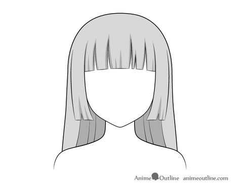 Hime Cut Anime, Anime Hair Step By Step, Haircut No Bangs, Anime Curly Hair, Hime Haircut, Anime Ponytail, Bangs Anime, Hair Shading, Hair Step By Step